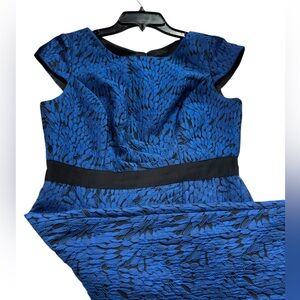 Adrianna Papell Women's Blue and Black Lace Dress - Size 6